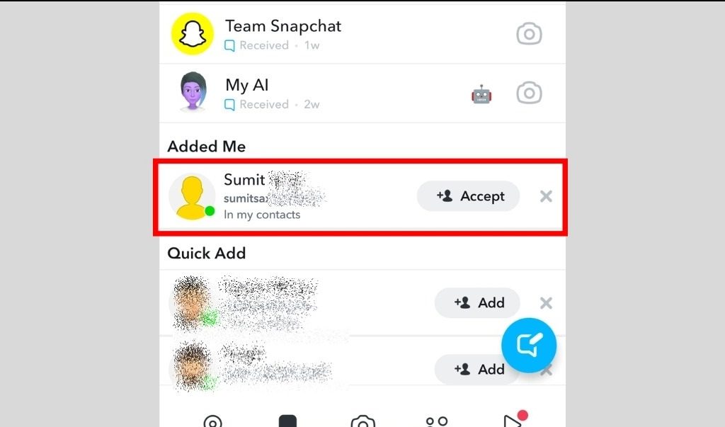 What does accept friend mean on Snapchat