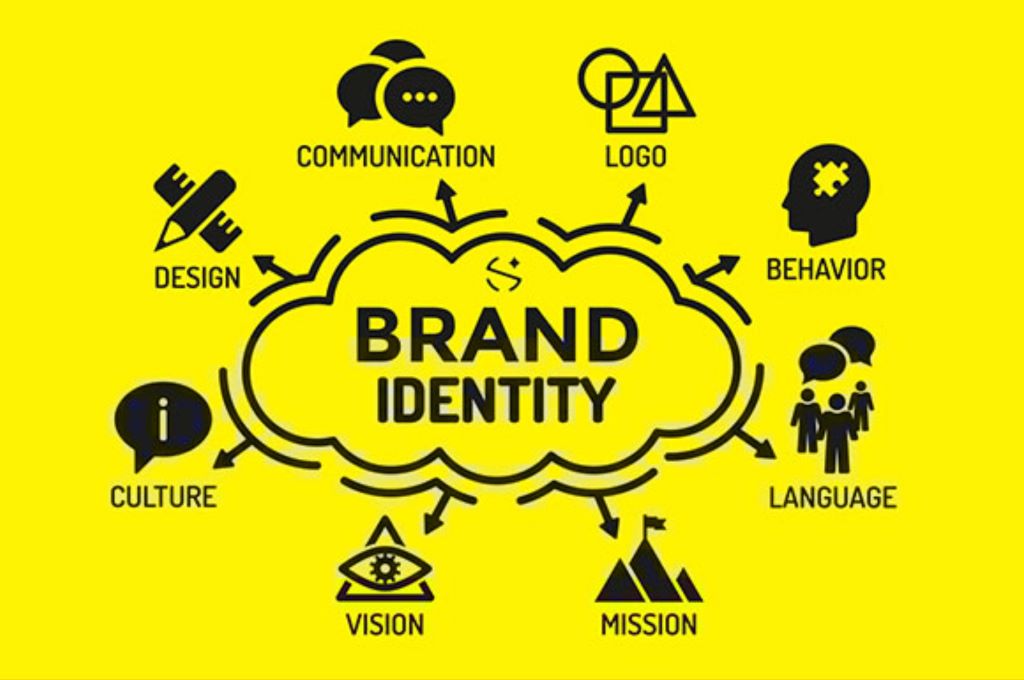 Designer creating brand visual identity with logo, color palette, and typography samples