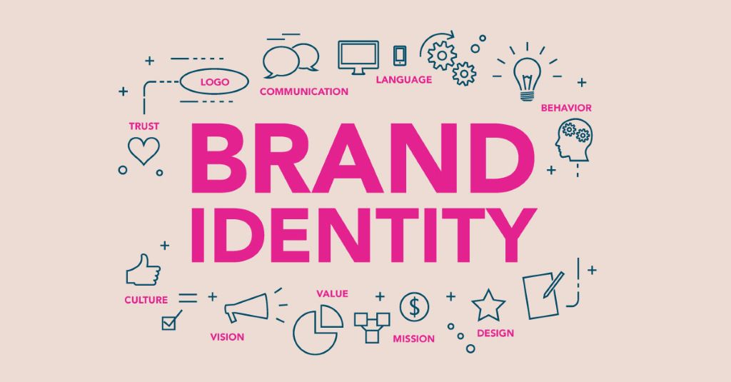 Business team reviewing branding elements and visual identity guidelines on screen