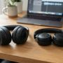 JBL Tune over ear and on ear headphones side by side on desk.